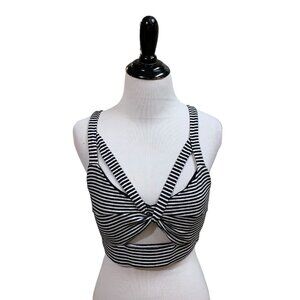 Gypsy Warrior Women's Bra Top M Medium Striped Cross Straps Padded Cropped